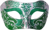 Venetiaans glitter oogmasker groen/zilver