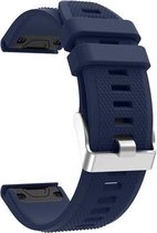 Siliconen Horloge Band Geschikt Voor Garmin Fenix 5 (Plus) Sapphire / Forerunner 935/945 - Armband Polsband / Strap / Sportband - 22MM Quickfit - Small/Large - Donker Blauw