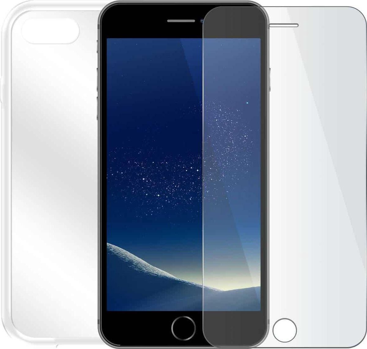 Apple iPhone 6/6s Plus - Beschermingsset - Screenprotector met siliconen hoes