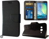 Samsung Galaxy A7 Wallet Boek Case Lederen Hoesje Zwart