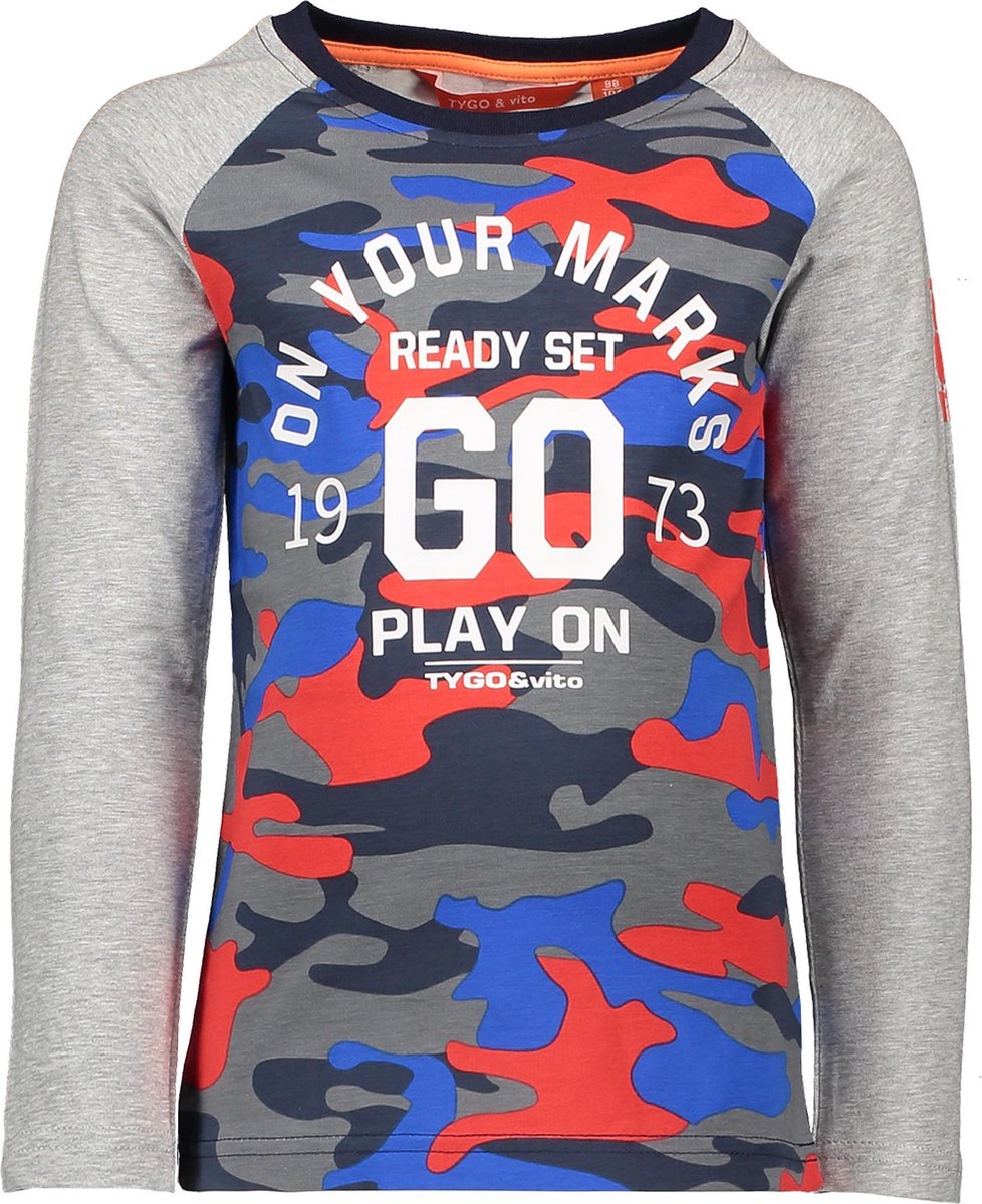 TYGO & vito Jongens T-shirt - grijs mel? - Maat 146/152