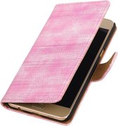 Roze Mini Slang booktype wallet cover hoesje voor Samsung Galaxy C5