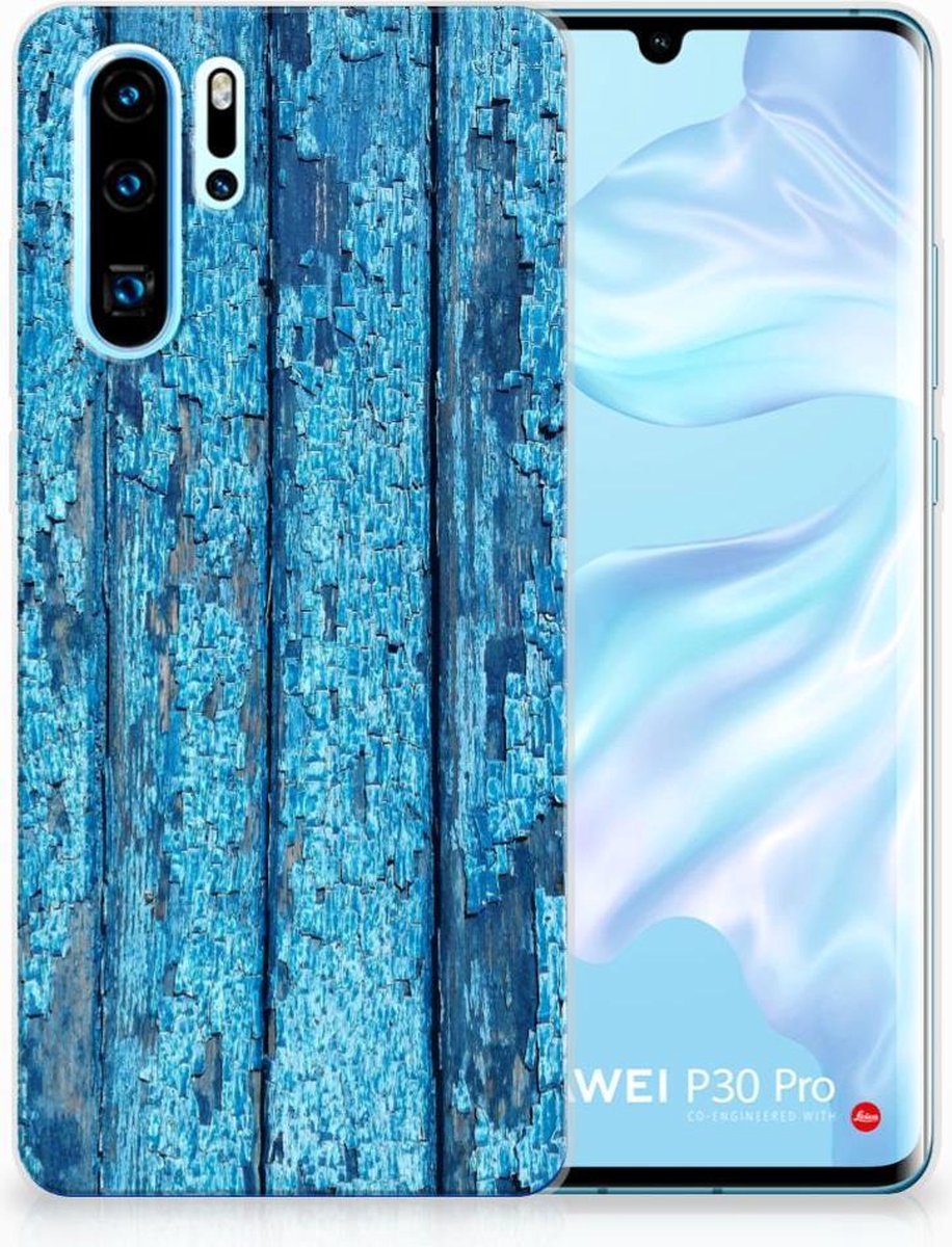 TPU Hoesje voor Huawei P30 Pro Bumper Hoesje Wood Blue