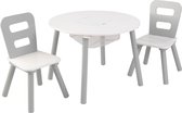 KidKraft Set avec table de rangement ronde et 2 chaises - gris et blanc