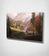 Waterfall - 60 x 40 cm - Landschap - Schilderij - Canvas - Slaapkamer - Wanddecoratie  - Slaapkamer - Foto op canvas