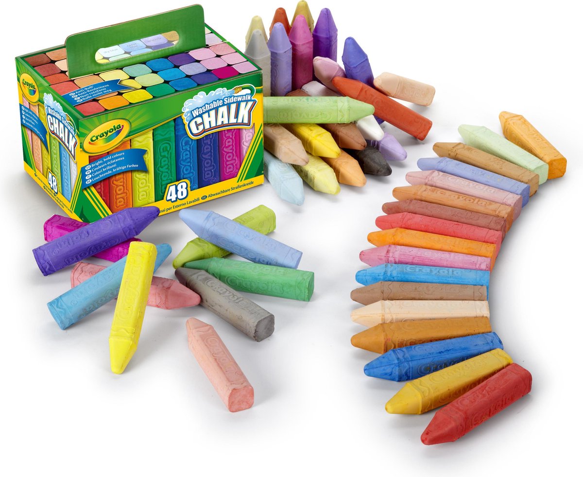 Crayola - Stoepkrijt - 48 Stuks Intense Kleuren - Gemakkelijk Te Wassen - Crayola
