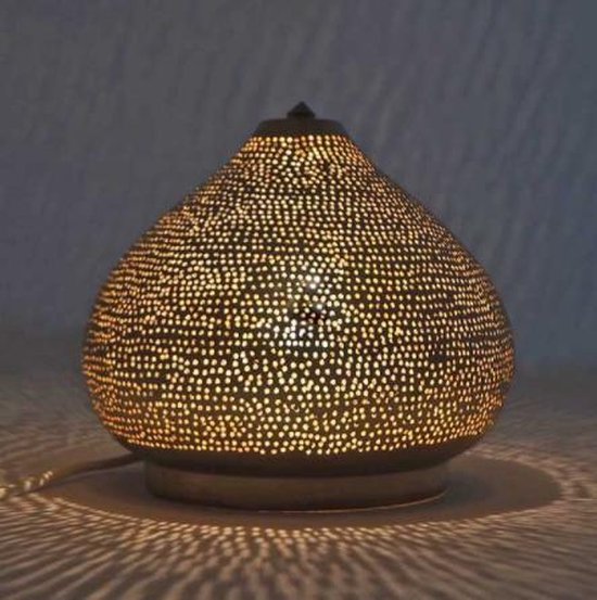 Nour Lifestyle Arabische tafellamp Sahara goudkleurig met gaatjes - maat S  | bol.com