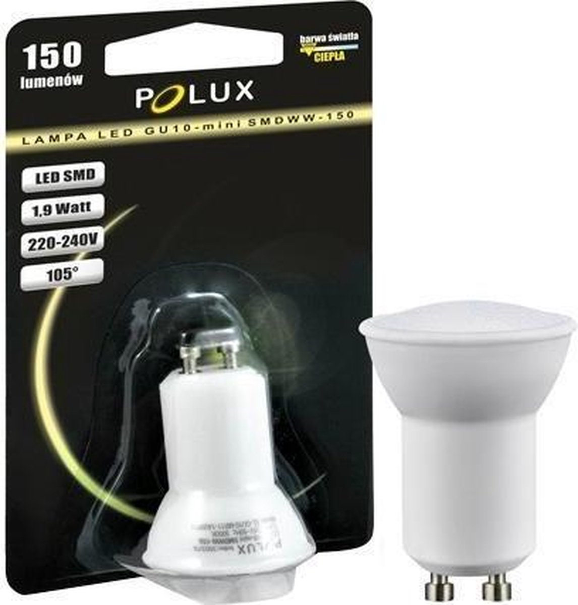LED Mini GU10 - Blanc CHAUD - (35mm) 150 lumens - 1.9 watts - Polux |  bol.com