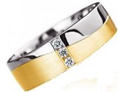 Schitterende Dames Ring | Zirkonia | Gold Plated | Zilver | 18,50 mm. Maat 58