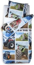 Snoozing Tractor - Flanel - Dekbedovertrek - Eenpersoons - 140x200/220 cm + 1 kussensloop 60x70 cm - Multi kleur