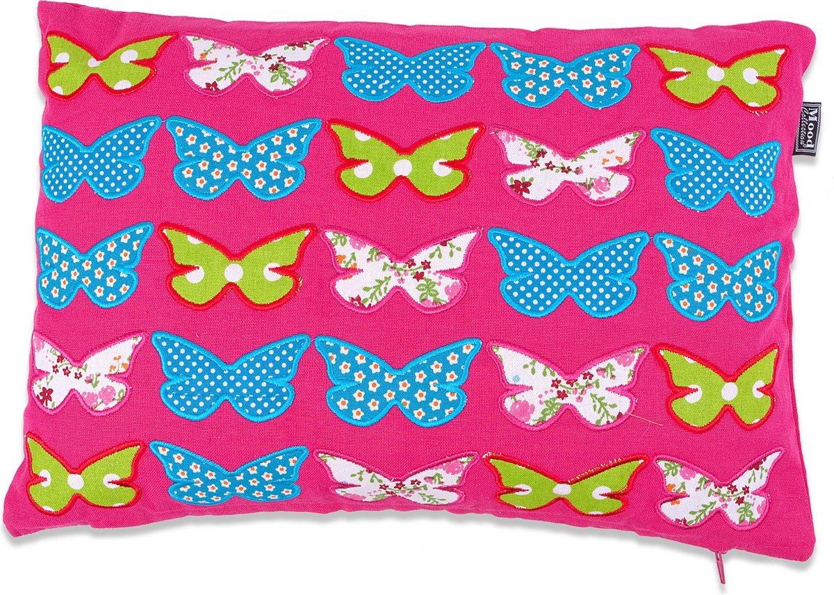 In The Mood Butterfly - Sierkussen Fuchsia/Aqua/Lime - 30x45 cm