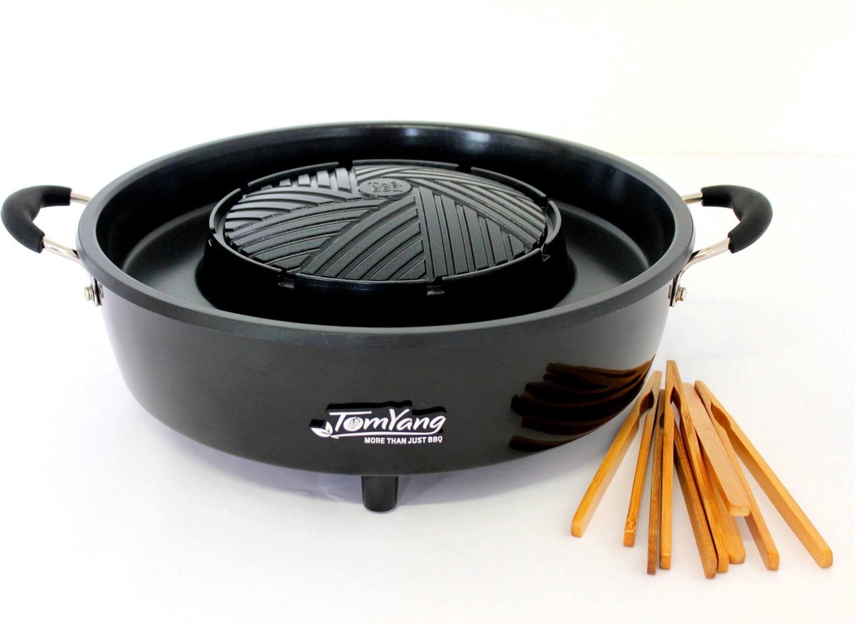 TomYang BBQ - Thaise Grill en Hot Pot Fondue - Elektrische Fonduepan - 4  Fonduevorkjes | bol.com