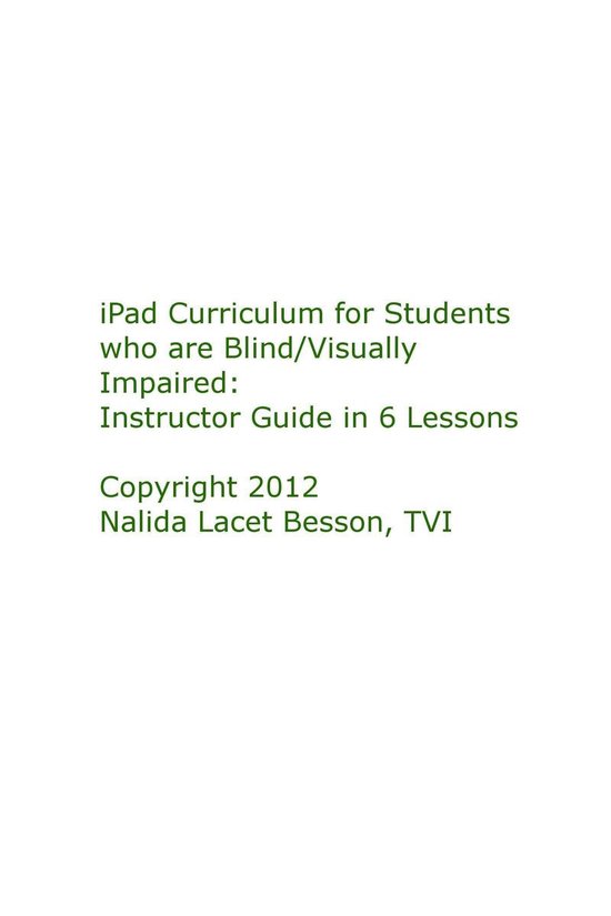 iPad Curriculum for Students who are Blind/Visually Impaired ... - cover