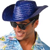 Blauwe cowboy/strohoed voor volwassenen