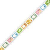 MT washi tape Postage Stamp. Witte washi tape met retro postzegels.