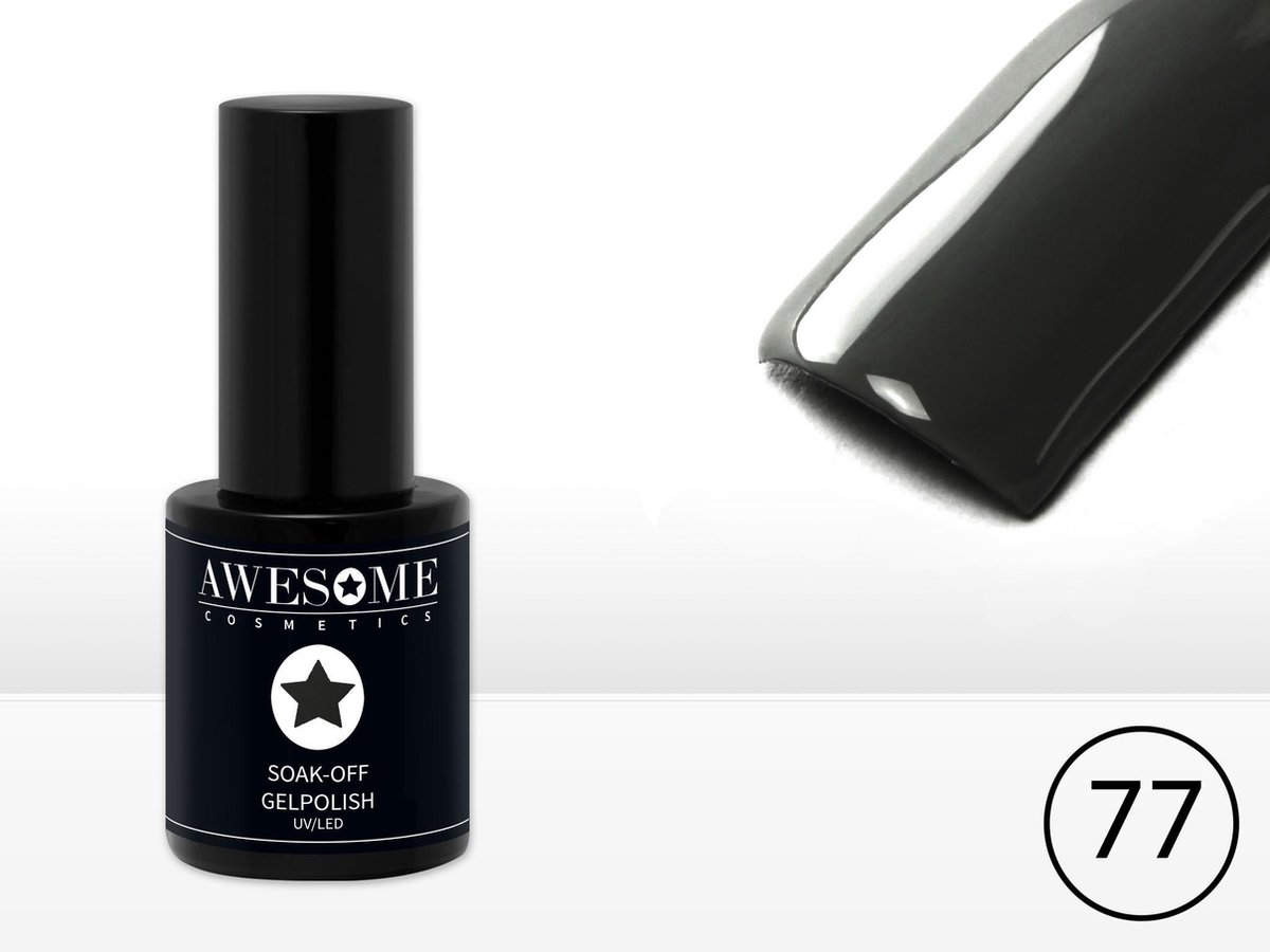 Goedkoopste Awesome 77 Donker Antraciet - Grijs Gelpolish - Gellak - Gel nagellak - UV & LED