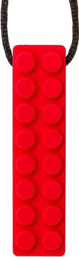 Bijtketting - Kauwketting | Lego bouwblokje patroon Rood