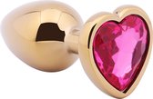 Banoch - Buttplug Coeur d'Or Rose Medium -Goud Metaal - Hart - Diamant Steen Roze