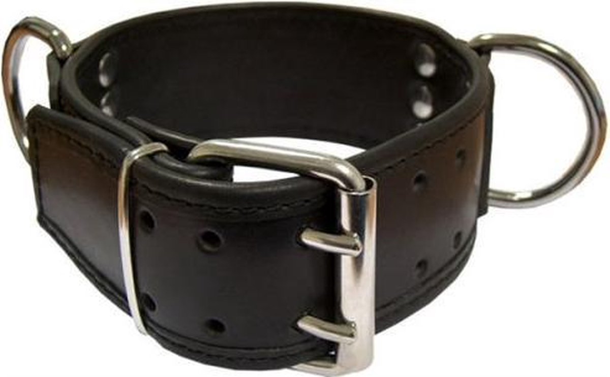 Mister B Leren slavenhalsband D-ringen 5 cm breed