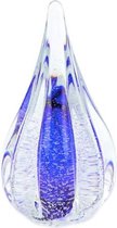 Urnencenter© Kristalglas Sparkle Mini Urn Blue Transparant - Urn - Urn voor as - Urn Hond - Urn Kat - Urn Deelbewaring - Mini Urn Glas - Kunstobject
