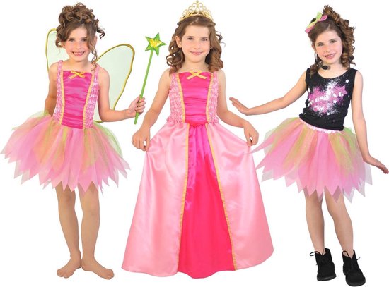 3 in 1 fee, prinses en popster kostuum voor meisjes - Verkleedkleding - Maat  98/110 | bol.com
