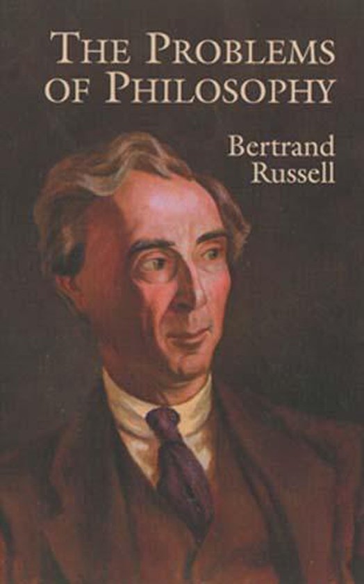 Boek 'The Problems of Philosophy' van Bertrand Russell met een schilderij van de auteur.