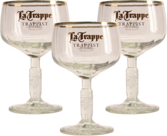 La Trappe Bierglas - 25cl (Set van 3) - Origineel glas van de brouwerij - Glas op voet