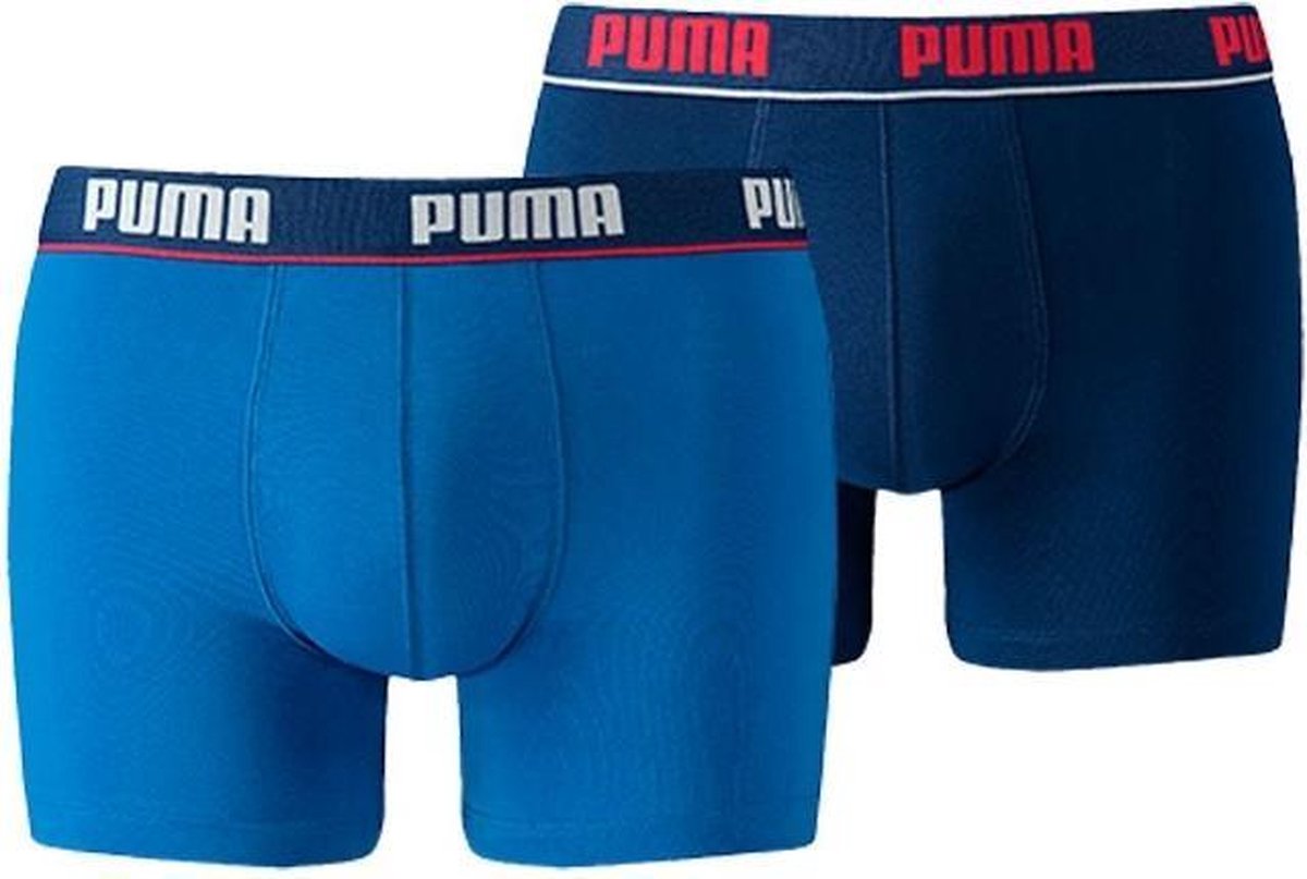 PUMA Basic Stripe Boxershort - 2-pack - Kobalt/Navy - Maat M