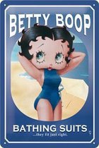 Betty Boop Bathing Suits…they fit just right, metalen wandbord met reliëf 20x30