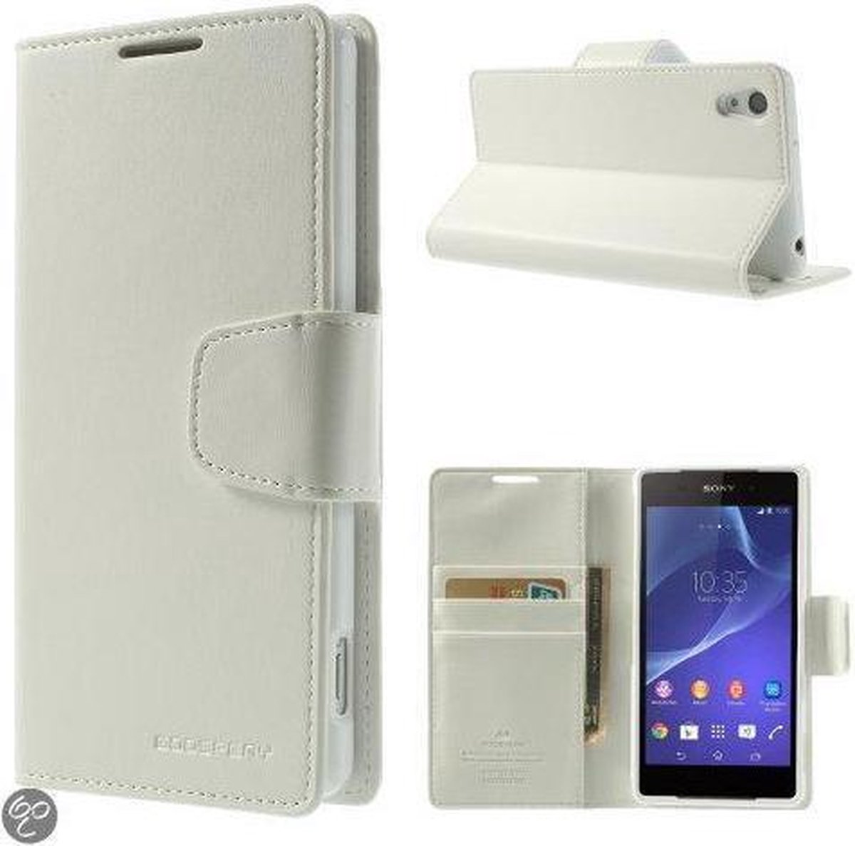 Goospery Sonata Leather hoesjes Geschikt voor: Sony Z1 Compact wit