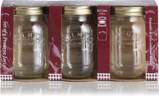 Kilner Voorraadpotten - met Schroefdop - 3 delig - 0,5 l