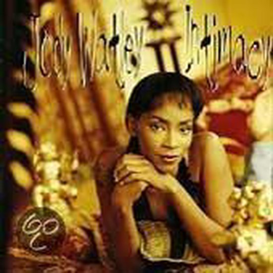 Jody Watley Intimacy albumhoes met Jody Watley die op een bankje leunt.