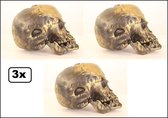 3x Skelet hoofd goud 18cm.