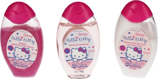 Hello Kitty Mini reissetje / toilettasje, shampoo, bodylotion en douchegel | bol.com