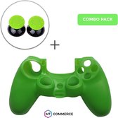 Siliconen Beschermhoes + Thumb Grips voor PS4 Dualshock PlayStation 4 Controller - Softcover Hoes / Case / Skin - Groen