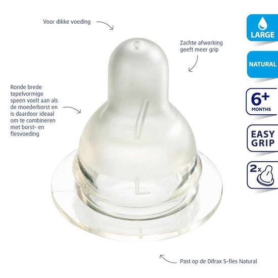 Difrax Flessenspeen Natural - Large - 4 stuks van Merkloos — afbeelding 2