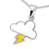 Princess Ketting Wolk - Meisjes - 925 Zilver E-Coating - Epoxy - 12x12mm - 38cm