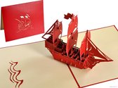 Popcards popupkaarten - Antiek Zeilschip Driemaster Schip Boot Verjaardag Verjaardagskaart Jarig Felicitatie Vaderdag pop-up kaart 3D wenskaart