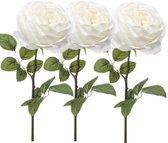 3x Witte rozen kunstbloem 66 cm - Kunstbloemen boeketten