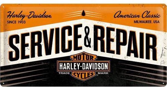 Harley-Davidson Service & Repair Metalen Wandplaat 50x25cm