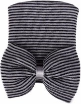 Newborn muts met strik zwart/wit gestreept