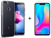 Huawei p smart 2018 hoesje siliconen case hoes cover transparant - 1x Huawei p smart 2018 screenprotector