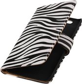 Zebra Bookstyle Wallet Case Hoesjes Geschikt voor Motorola Nexus 6 Wit