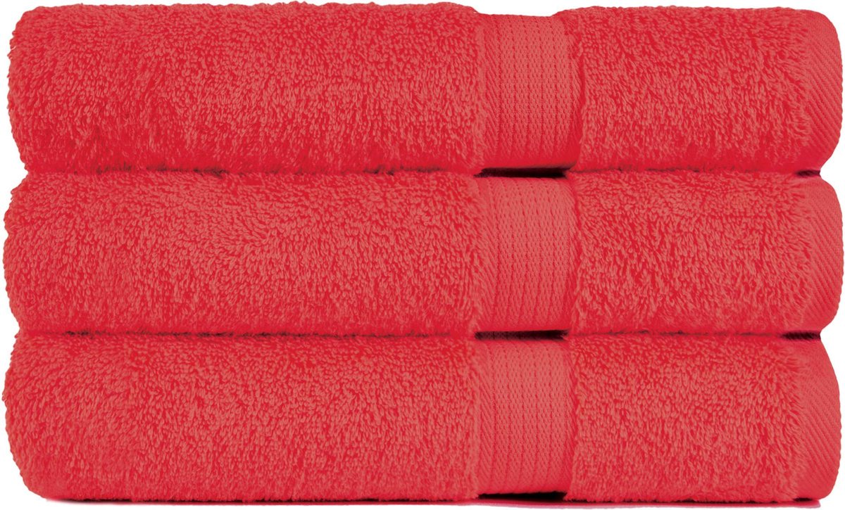 Badlaken 70x130 cm Luxor Uni Topkwaliteit Coral Red col 265 - 3 stuks