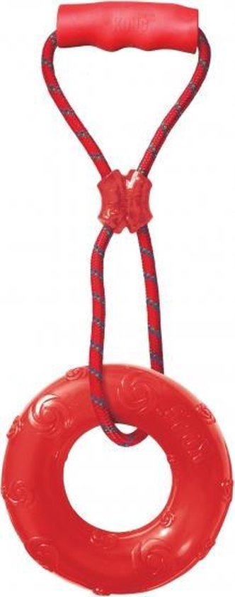 Kong Squeezz Ring + Handvat L Gemengde Kleuren – Touw – 343 mm x 153 mm x 77 mm – Multi