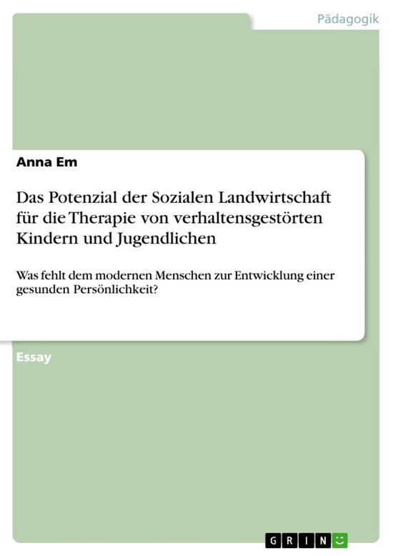 Das Potenzial der Sozialen Landwirtschaft für die Therapie  ... - cover