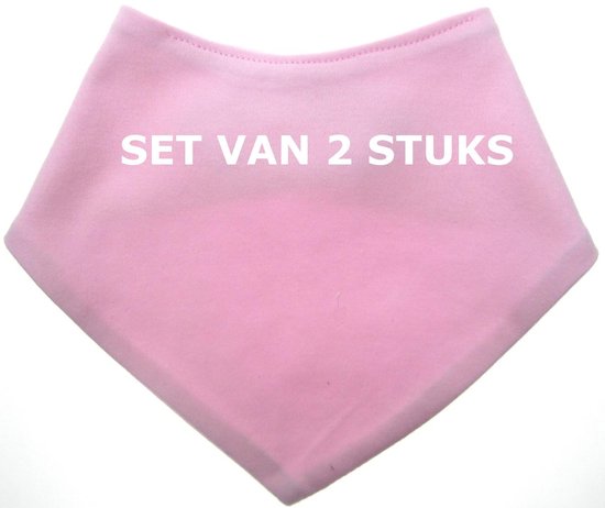 bol.com | Baby bandana slabbers roze - kwijlslabber - set van 2 stuks -  dubbellaags katoenen tricot