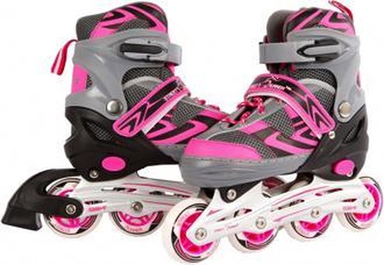 spelen luisteraar restjes Inline skates roze/grijs verstelbaar - Skeelers maat 35-38 | bol.com