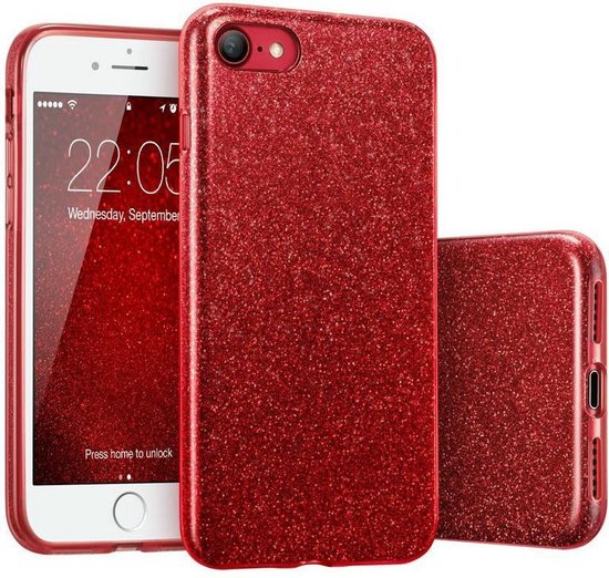 lokaal spanning Boekhouder iPhone 6 & 6s Hoesje - Glitter Back Cover - Rood | bol.com