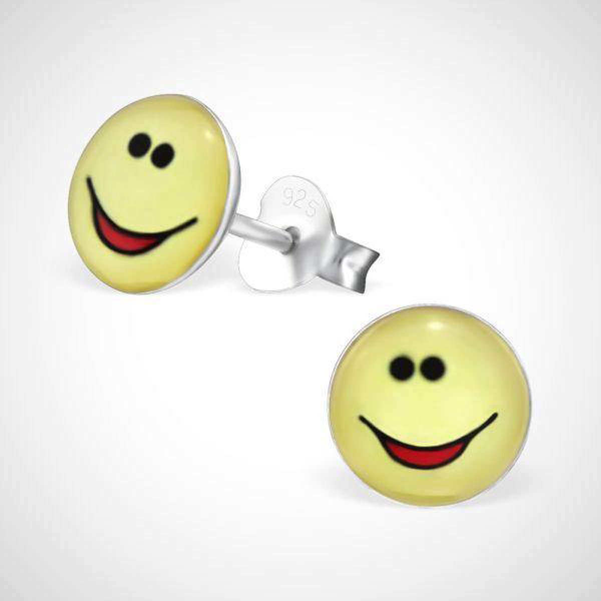 Smiley face 925 sterling zilver oorstekers - geel